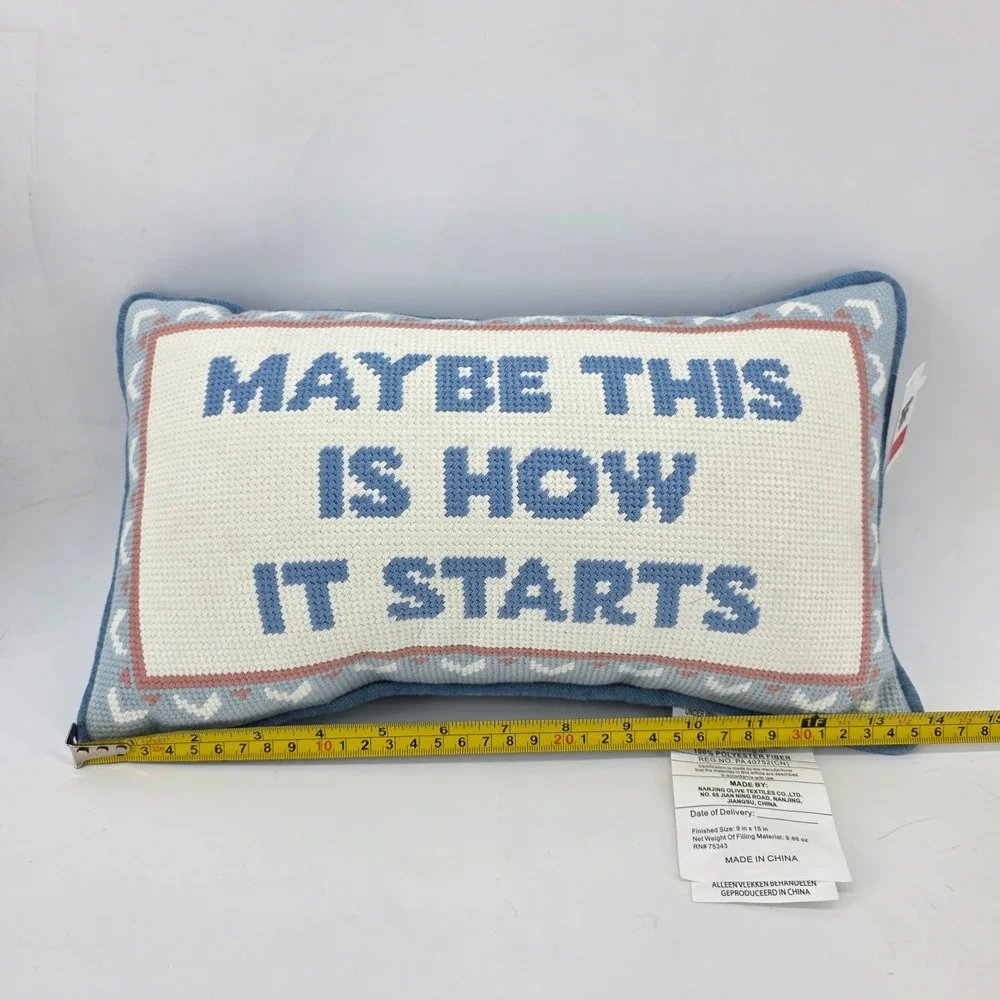 Bouffants & Broken Hearts Kendra Dandy Needlepoint Decorative Pillow Blue White